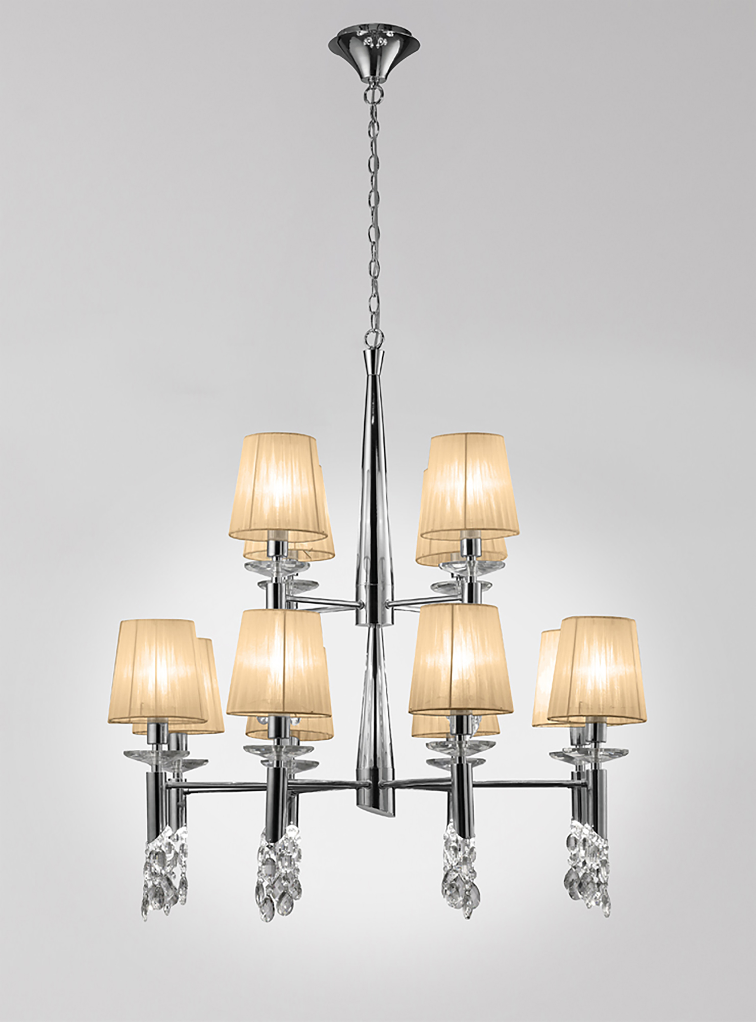 Tiffany Polished Chrome-Soft Bronze Crystal Ceiling Lights Mantra Tiered Crystal Fittings